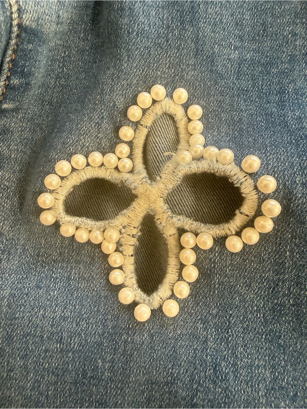 Women’s Embellished Blue Wide-Leg Jeans - Picture 6 of 6